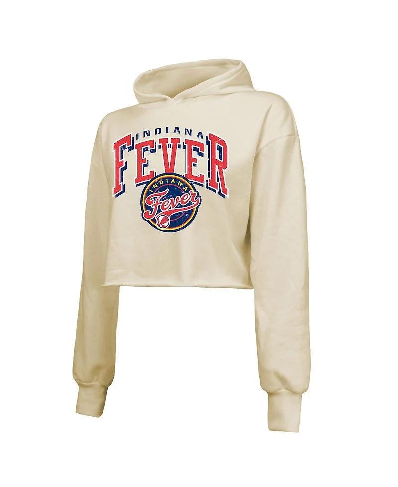 Majestic Threads Women's Cream Indiana Fever Circus Shot Drop Shoulder Tri-Blend Cropped Pullover Hoodie