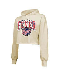 Majestic Threads Women's Cream Indiana Fever Circus Shot Drop Shoulder Tri-Blend Cropped Pullover Hoodie