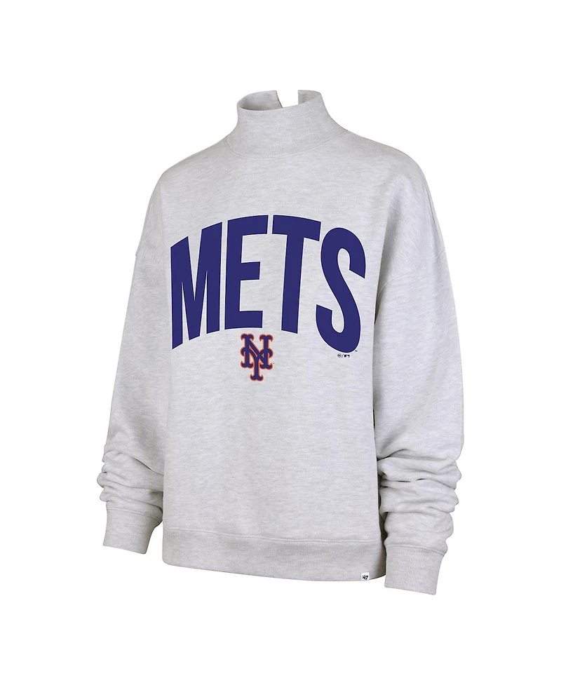 '47 Brand Women's Heather Gray New York Mets Subtle Muse Mock Neck Sweatshirt