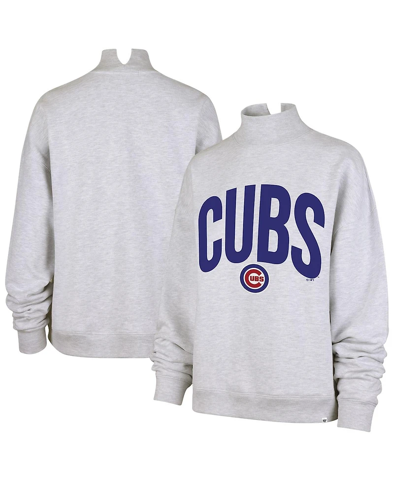 '47 Brand Women's Heather Gray Chicago Cubs Subtle Muse Mock Neck Sweatshirt