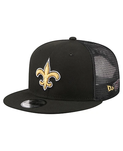New Era Men's Black New Orleans Saints Core Team 9FIFTY Trucker Snapback Hat