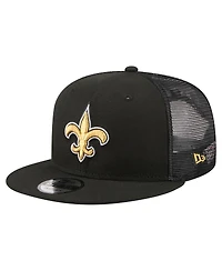 New Era Men's Black New Orleans Saints Core Team 9FIFTY Trucker Snapback Hat