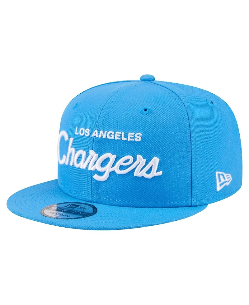 New Era Men's Powder Blue Los Angeles Chargers Core Team Script 9FIFTY Snapback Hat
