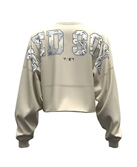 Fanatics Women's Light Beige Boston Red Sox Spirit Floral Script Cropped Long-Sleeve T-Shirt