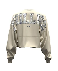 Fanatics Women's Light Beige Philadelphia Phillies Spirit Floral Script Cropped Long-Sleeve T-Shirt