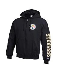 Champion Men's Black Pittsburgh Steelers Powerblend Fleece Full-Zip Hoodie