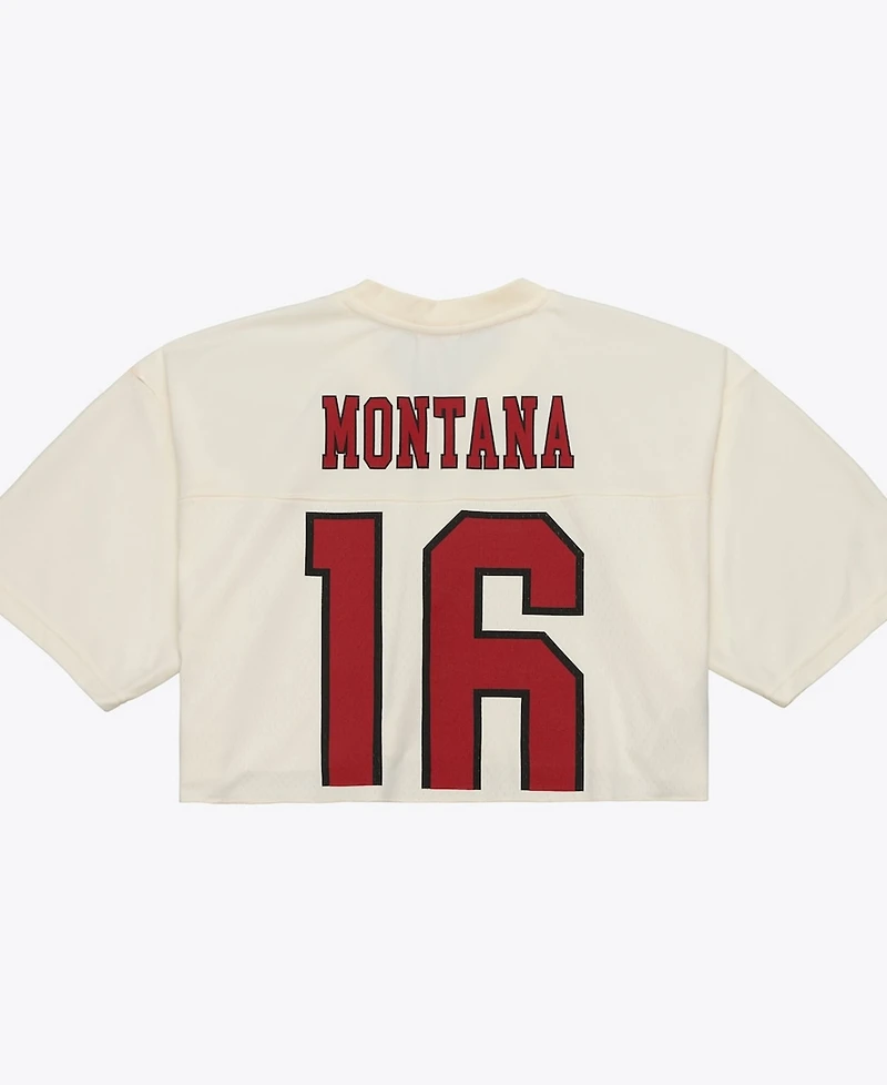 Mitchell & Ness Women's Joe Montana Cream San Francisco 49ers Retired Player Cropped Fashion Jersey