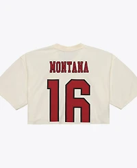 Mitchell & Ness Women's Joe Montana Cream San Francisco 49ers Retired Player Cropped Fashion Jersey