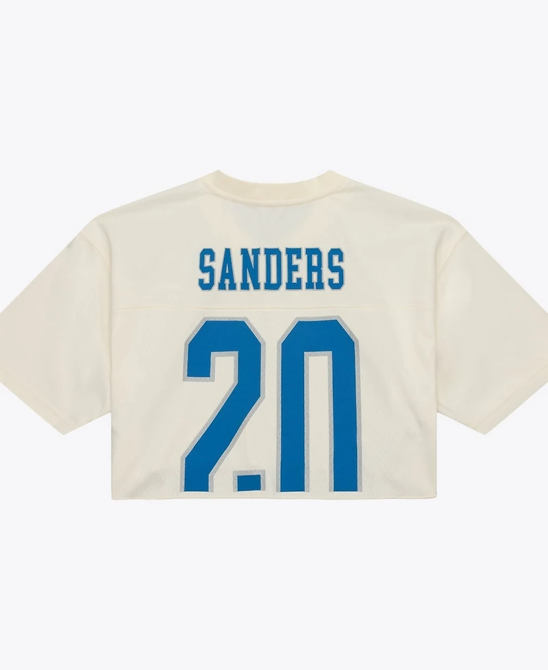 Mitchell & Ness Women's Barry Sanders Cream Detroit Lions Retired Player Cropped Fashion Jersey