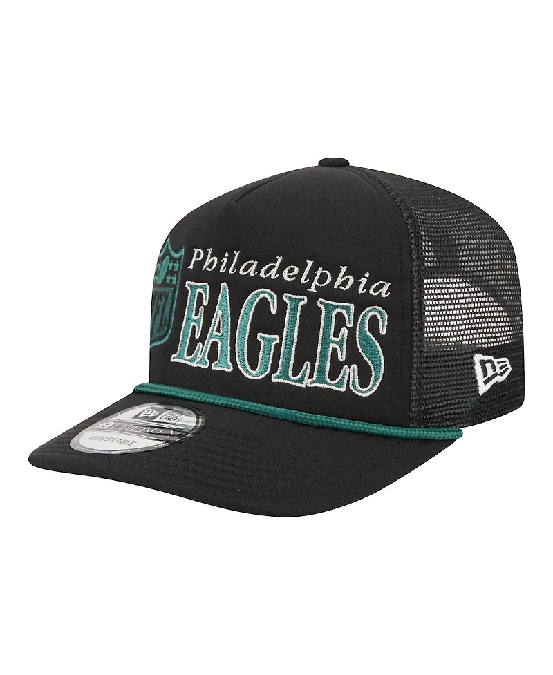 New Era Men's Black Philadelphia Eagles Throwback Foam 19TWENTY Adjustable Hat
