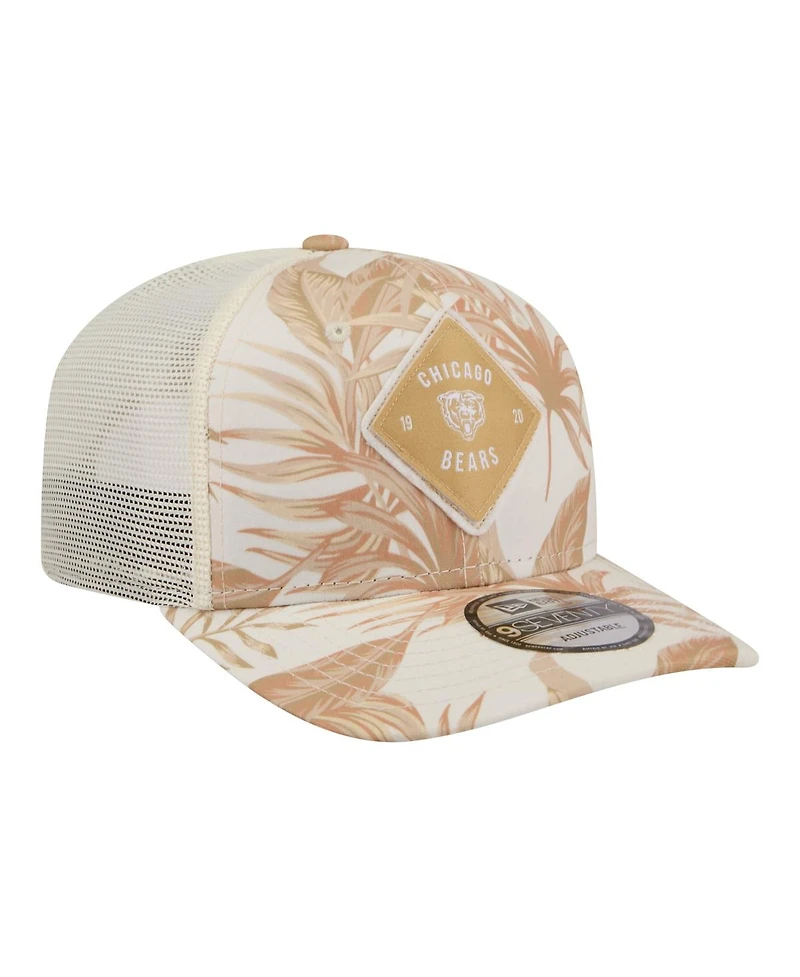 New Era Men's Tan Chicago Bears Tonal Palm Coolera 9SEVENTY Adjustable Trucker Hat