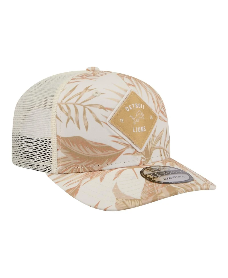 New Era Men's Tan Detroit Lions Tonal Palm Coolera 9SEVENTY Adjustable Trucker Hat