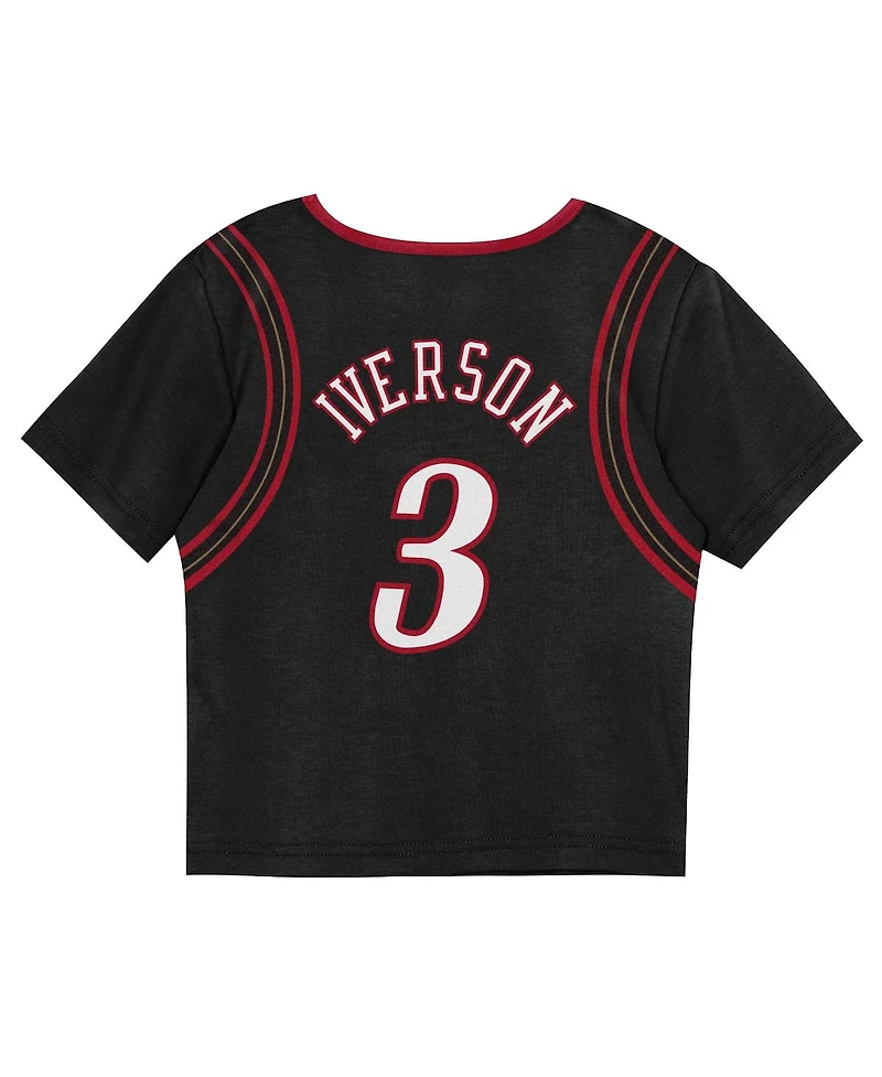 Mitchell & Ness Preschool Allen Iverson Black Philadelphia 76ers Play by Place Two-Pack T-Shirt Shorts Set