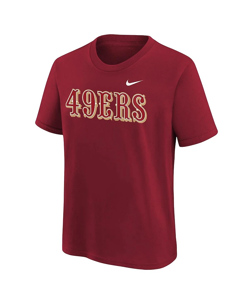 Nike Big Boys and Girls Scarlet San Francisco 49ers Wordmark T-Shirt