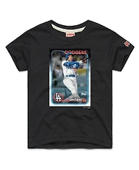Homage Big Boys and Girls Shohei Ohtani Charcoal Los Angeles Dodgers Topps Baseball Card Tri-Blend T-Shirt
