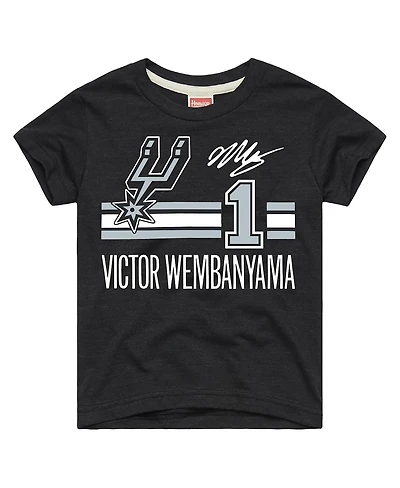 Homage Big Boys and Girls Victor Wembanyama Charcoal San Antonio Spurs Remix Signature Name Number Tri-Blend T-Shirt