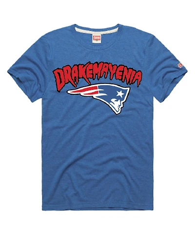 Homage Men's and Women's Drake Maye Royal New England Patriots Drakemayenia Tri-Blend T-Shirt
