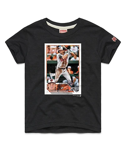 Homage Big Boys and Girls Gunnar Henderson Charcoal Baltimore Orioles Topps Baseball Card Tri-Blend T-Shirt