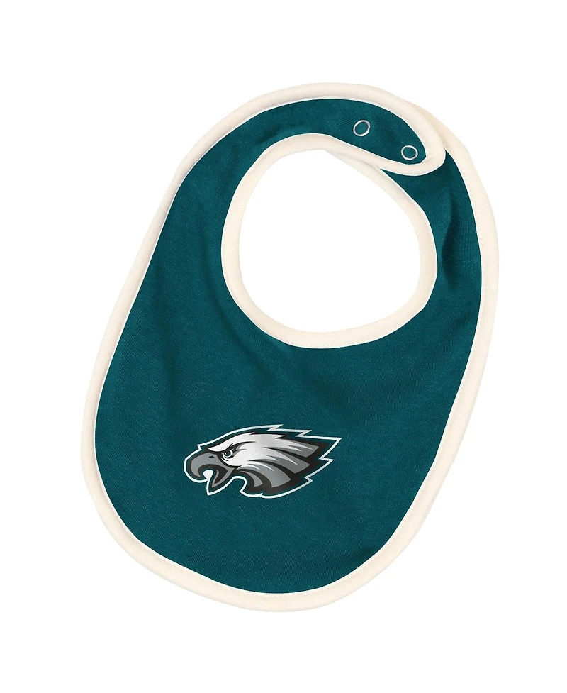 Outerstuff Boys and Girls Philadelphia Eagles Up One 3 Piece Bodysuit Bib Booties Set
