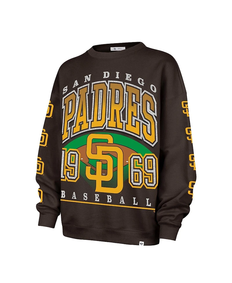 '47 Brand Women's Brown San Diego Padres Trendy Team Go Big Oversized Sweatshirt