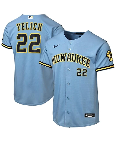 Nike Big Boys and Girls Christian Yelich Powder Blue Milwaukee Brewers Road Stadium Jersey