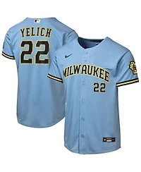 Nike Big Boys and Girls Christian Yelich Powder Blue Milwaukee Brewers Road Stadium Jersey