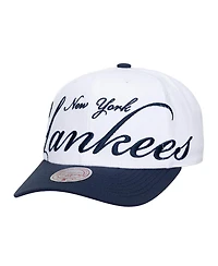 Mitchell & Ness Men's and Women's White/Navy New York Yankees Xl Script Pro Crown Adjustable Hat