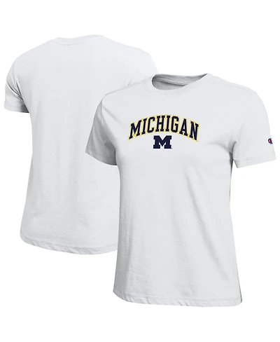 Champion Women's White Michigan Wolverines Arched Over Logo T-Shirt