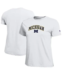 Champion Women's White Michigan Wolverines Arched Over Logo T-Shirt