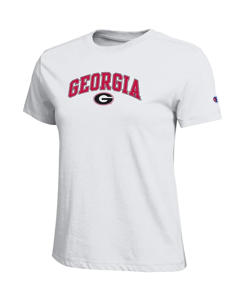 Champion Women's White Georgia Bulldogs Arched Over Logo T-Shirt