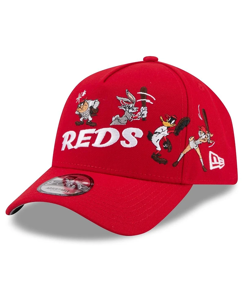 New Era Big Boys and Girls Red Cincinnati Reds Looney Tunes A-Frame 9FORTY Adjustable Hat