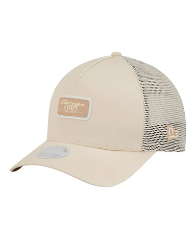 New Era Women's Light Beige Chicago Cubs Tonal Patch 9FORTY M-Crown A-Frame Trucker Adjustable Hat