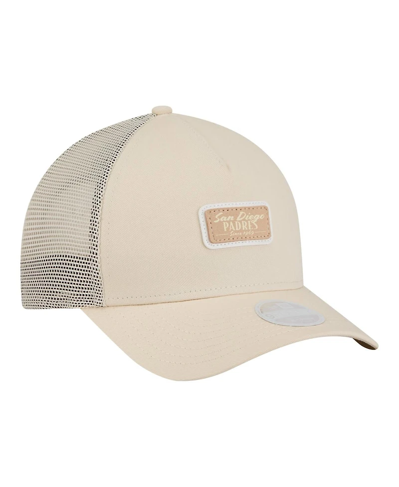 New Era Women's Light Beige San Diego Padres Tonal Patch 9FORTY M-Crown A-Frame Trucker Adjustable Hat