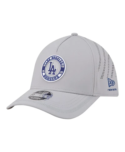 New Era Men's Gray Los Angeles Dodgers Patch 39THIRTY A-Frame M-Crown Perforated Flex Hat