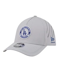 New Era Men's Gray Los Angeles Dodgers Patch 39THIRTY A-Frame M-Crown Perforated Flex Hat