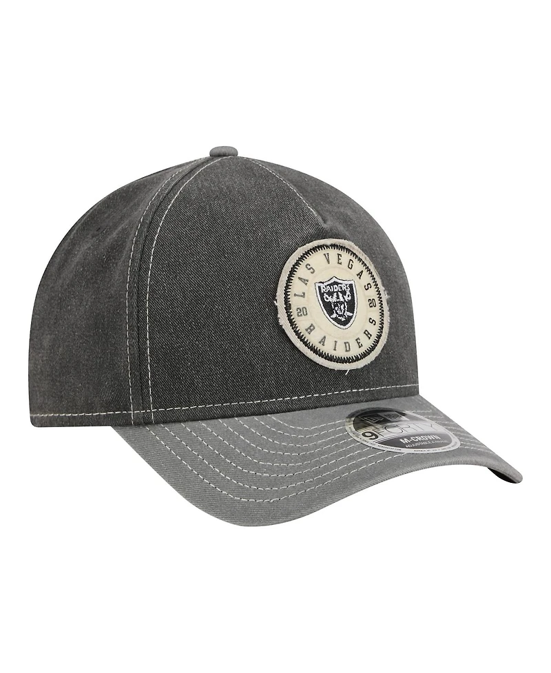New Era Men's Black/Silver Las Vegas Raiders 9FORTY Felt A-Frame Adjustable Hat