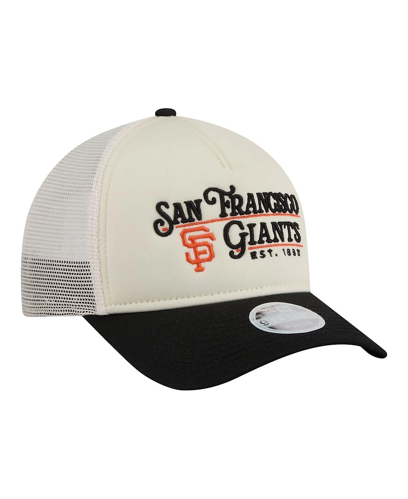 New Era Women's Light Beige/Black San Francisco Giants Retro 9FORTY M-Crown A-Frame Trucker Adjustable Hat