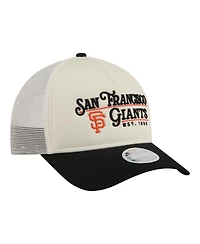 New Era Women's Light Beige/Black San Francisco Giants Retro 9FORTY M-Crown A-Frame Trucker Adjustable Hat