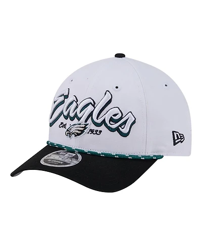 New Era Men's White Philadelphia Eagles Team Loyal A-Frame 9FORTY Adjustable Hat