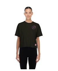 New Era Women's Charcoal New York Mets City Connect Throwback Meshback Pinstripe Boxy T-Shirt