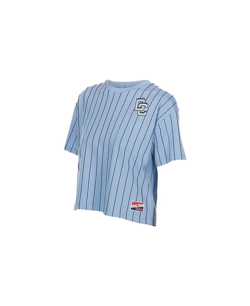 New Era Women's Light Blue Washington Nationals City Connect Throwback Meshback Pinstripe Boxy T-Shirt