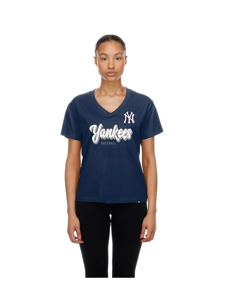 New Era Women's Navy York Yankees V-Neck T-Shirt