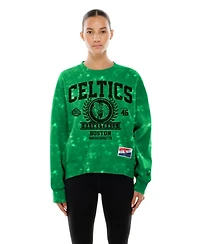 New Era Women's Kelly Green Boston Celtics Throwback Collection Mineral Wash Crewneck Sweatshirt