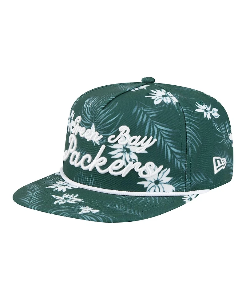 New Era Men's Green Green Bay Packers Palm Print A-Frame 9FIFTY Snapback Hat
