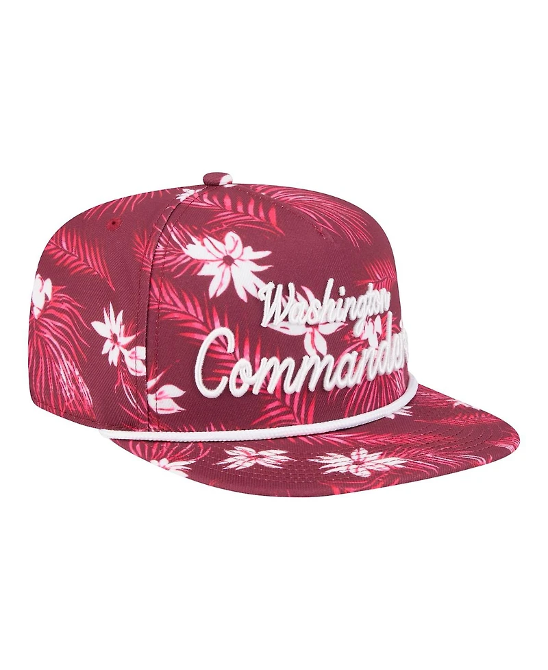 New Era Men's Burgundy Washington Commanders Palm Print A-Frame 9FIFTY Snapback Hat