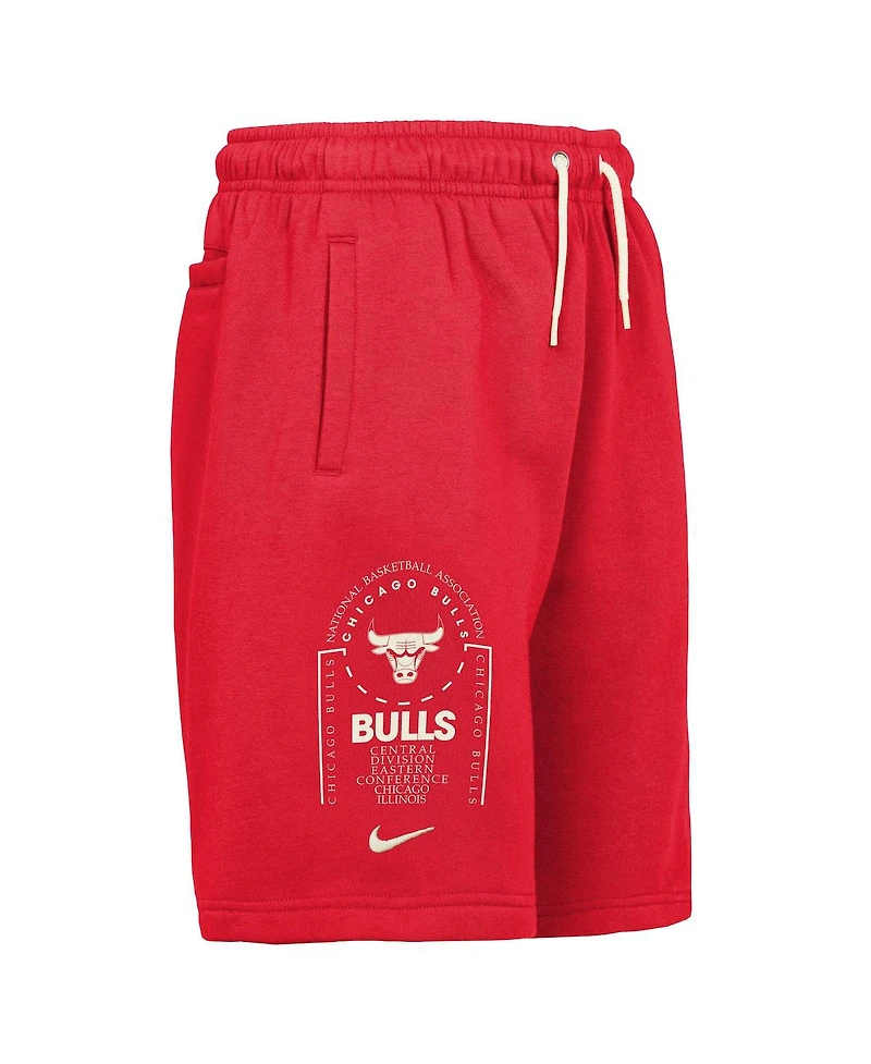 Nike Big Boys and Girls Red Chicago Bulls Courtside Club Fleece Shorts