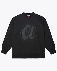 Mitchell & Ness Men's Black Atlanta Braves Phantom Fleece Crewneck Sweatshirt