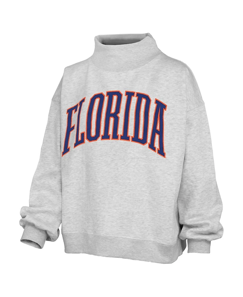 Pressbox Women's Heather Gray Florida Gators Oversized Nelson Mock Neck Sweatshirt