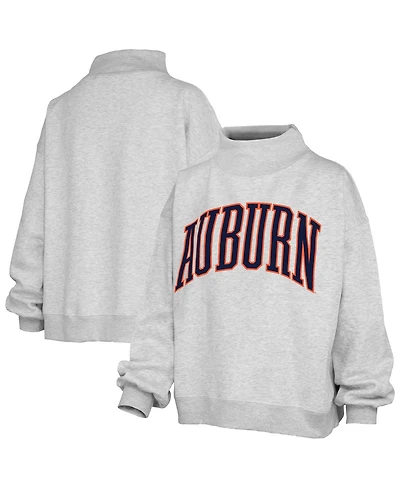 Pressbox Women's Heather Gray Auburn Tigers Oversized Nelson Mock Neck Sweatshirt