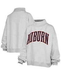 Pressbox Women's Heather Gray Auburn Tigers Oversized Nelson Mock Neck Sweatshirt